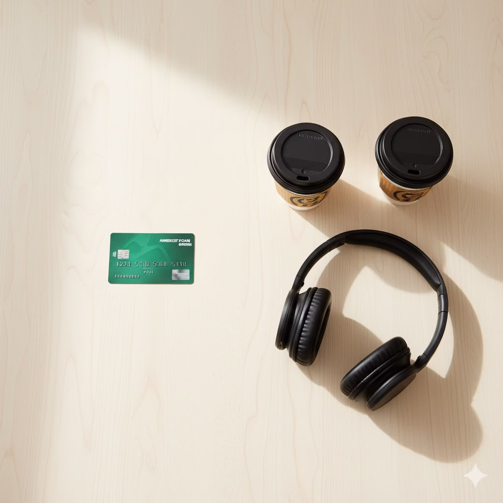 アメックスグリーンの月会費とコーヒー2杯分や音楽サブスク代を比較するイメージ