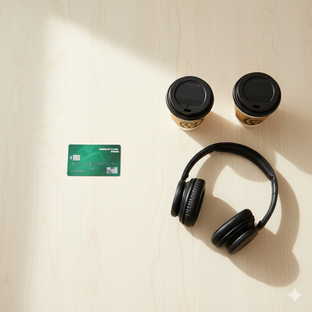 アメックスグリーンの月会費とコーヒー2杯分や音楽サブスク代を比較するイメージ